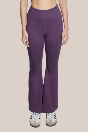 Organic Cotton Flared Training Leggings (Plum)