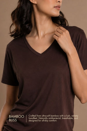 Bamboo Lounge V-Neck T-Shirt (Chicory Coffee)