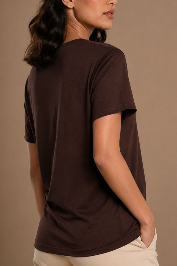 Bamboo Lounge V-Neck T-Shirt (Chicory Coffee)
