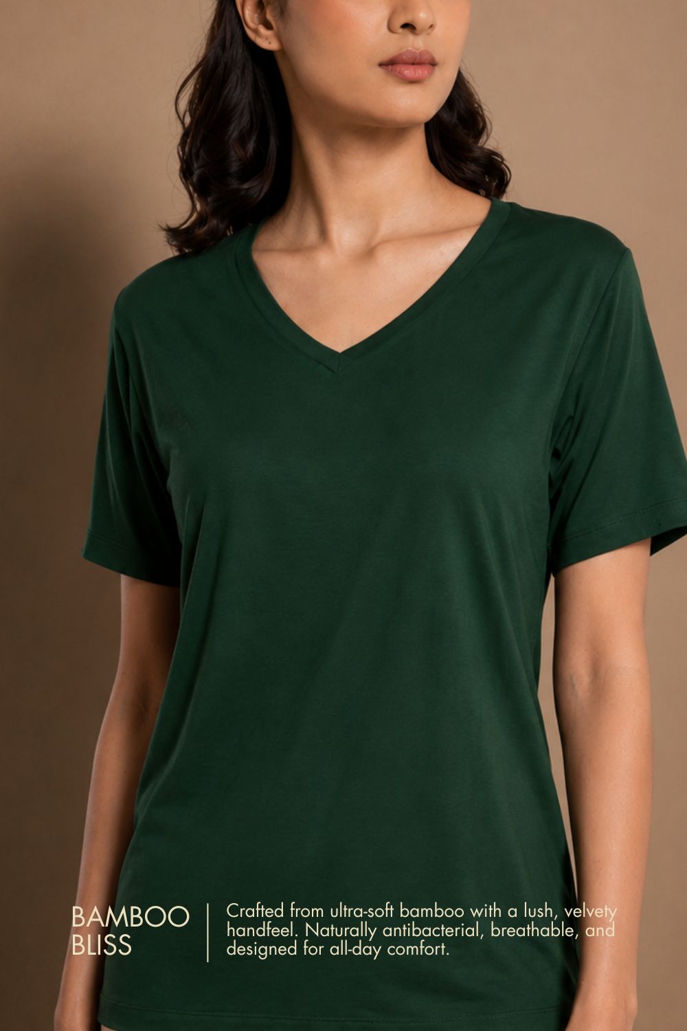 Bamboo Lounge V-Neck T-Shirt (Pine Green)