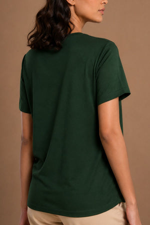Bamboo Lounge V-Neck T-Shirt (Pine Green)