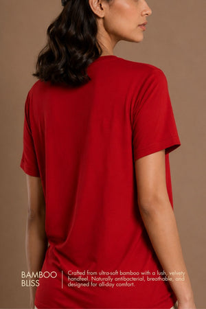 Bamboo Lounge V-Neck T-Shirt (Bold Red)