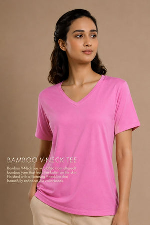 Bamboo Lounge V-Neck T-Shirt (Wild Rose)