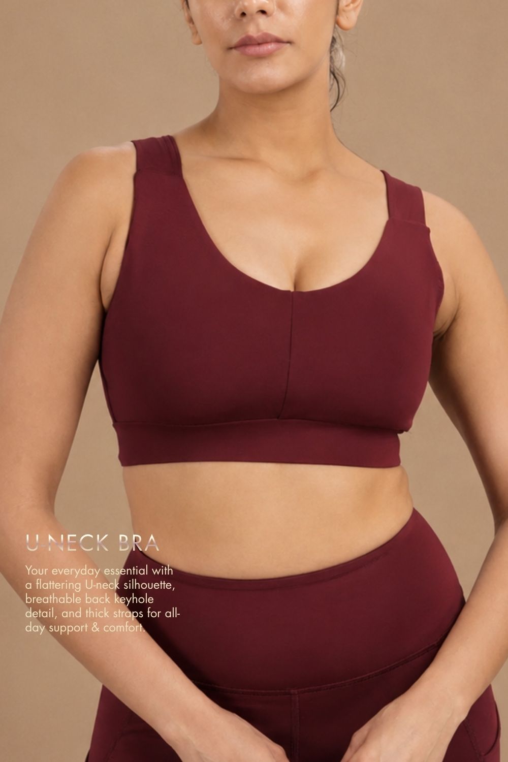 U-Neck Active Bra (Sangria) - XS