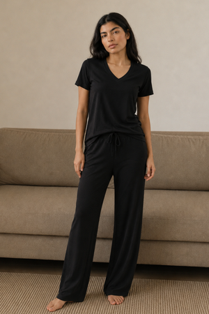 Bamboo V-Neck Lounge Set (Carbon Black)