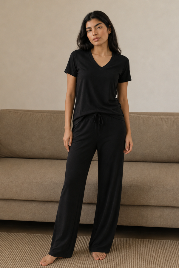 Bamboo V-Neck Lounge Set (Carbon Black)