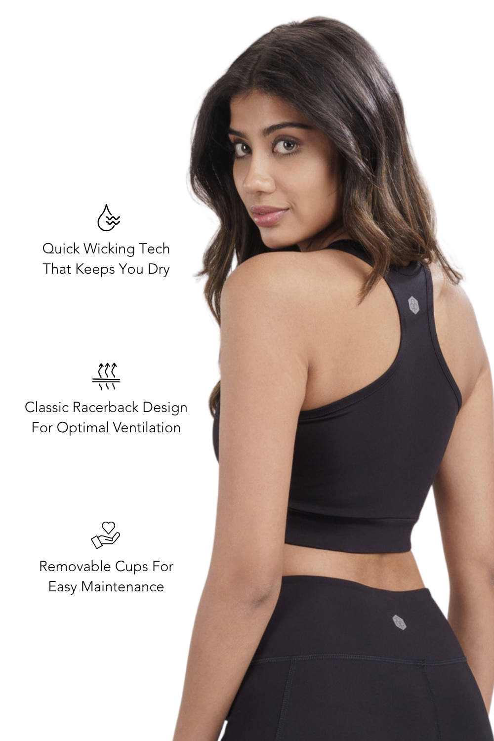 Racerback Active Bra (Carbon Black)