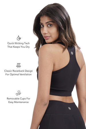 Racerback Active Bra (Carbon Black)