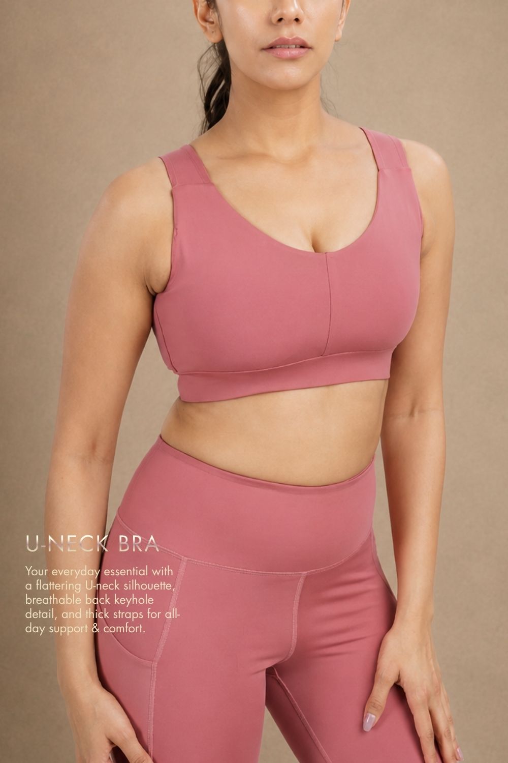 U-Neck Active Bra (Mauvewood)