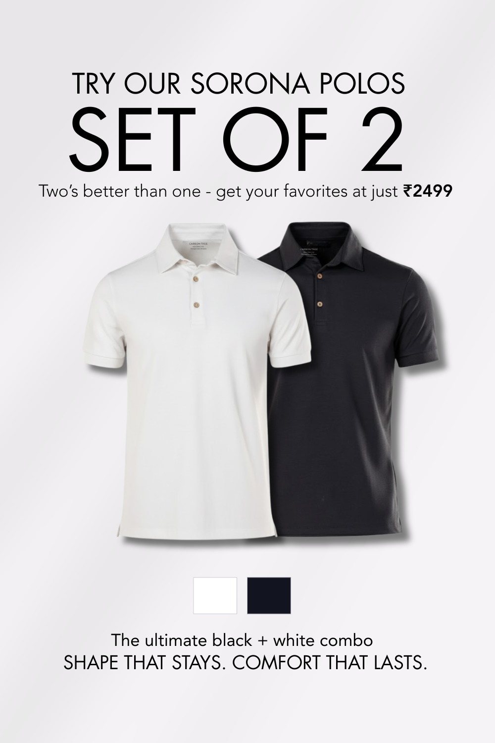 Sorona™ Polo Black and White Pack of 2