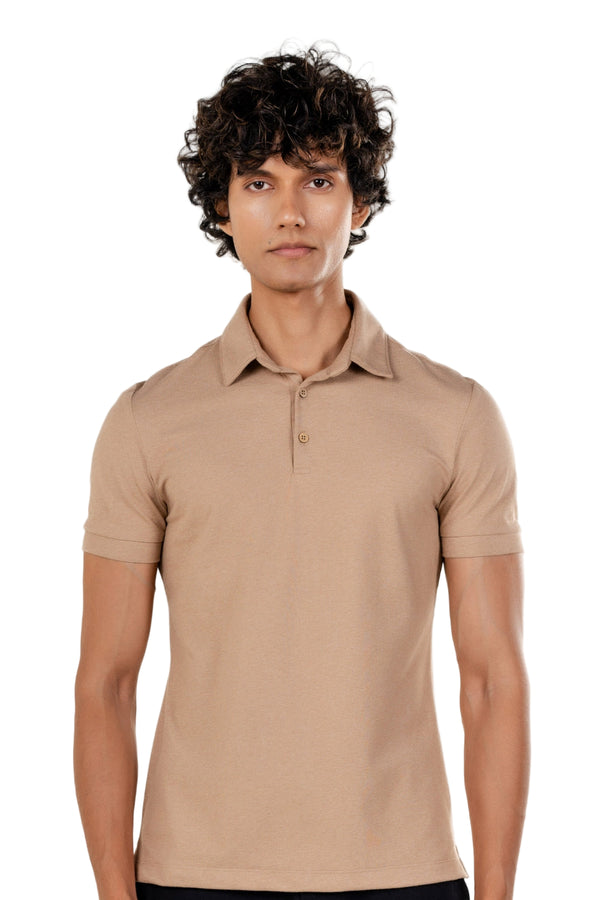 Sorona™ Polo (Light Brown Melange)