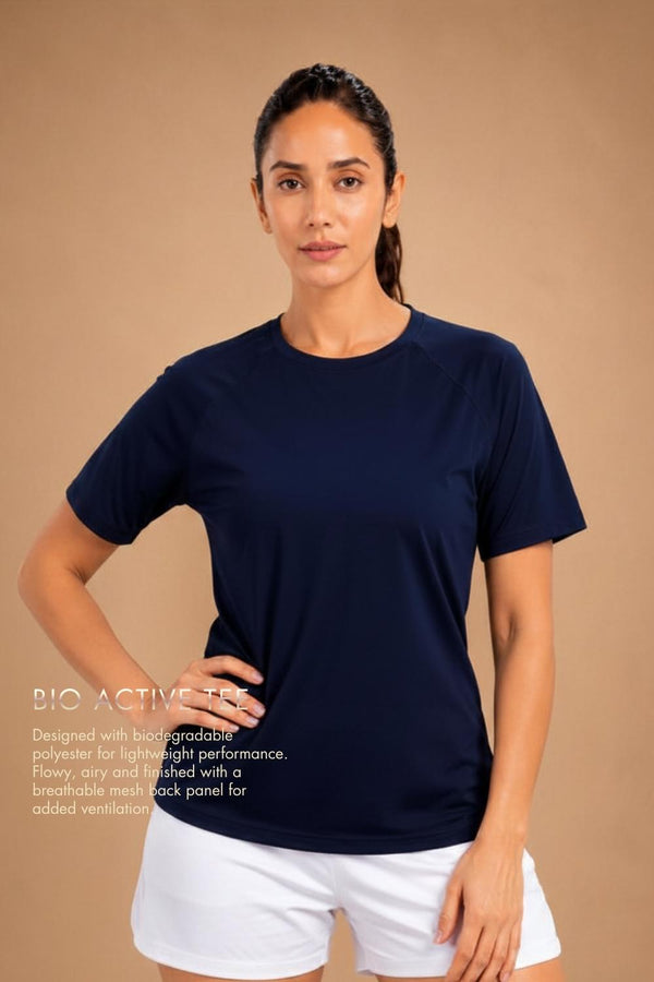 Bio Active Tee – EcoCiclo™ Biodegradable Polyester (Midnight Navy)