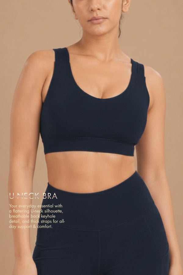 U-Neck Active Bra (Midnight Navy)
