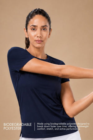 Bio Active Tee – EcoCiclo™ Biodegradable Polyester (Midnight Navy)