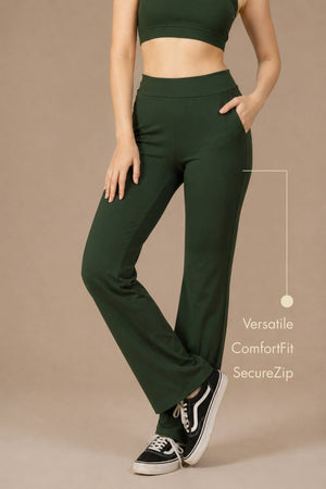 Carbon Straight Pants – EcoCiclo™ Biodegradable Polyester (Pine Green)