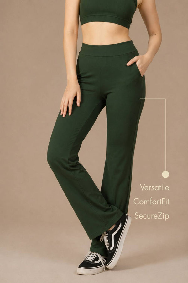 Carbon Straight Pants – EcoCiclo™ Biodegradable Polyester (Pine Green)