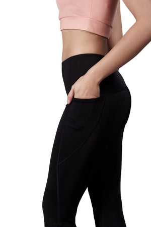 Flared Yoga Leggings (Bio-Poly Edition) (Carbon Black)