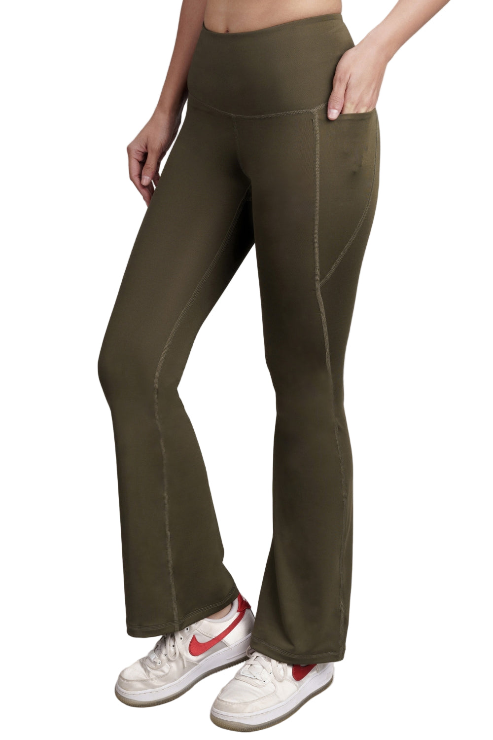 Flared Yoga Leggings (Bio-Poly Edition) (Sage Green)