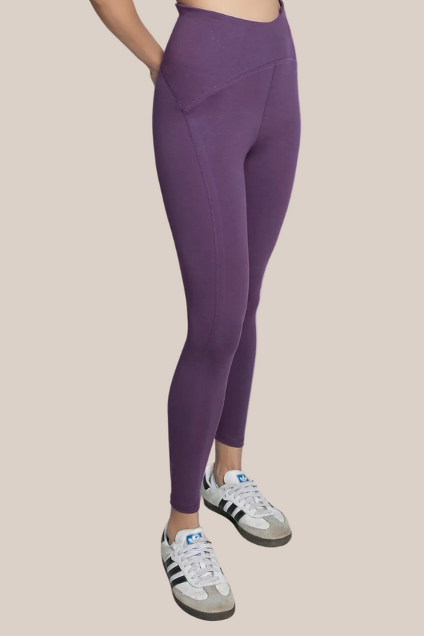 Organic Cotton High-Waist Leggings (Plum)