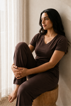 Bamboo V-Neck Lounge Set (Chicory Coffee)