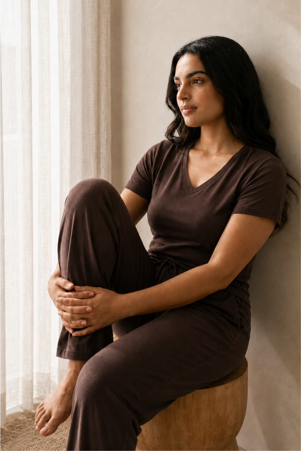 Bamboo V-Neck Lounge Set (Chicory Coffee)