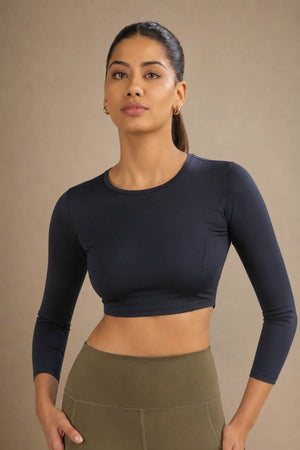 Cropped Active Tee (Midnight Navy)