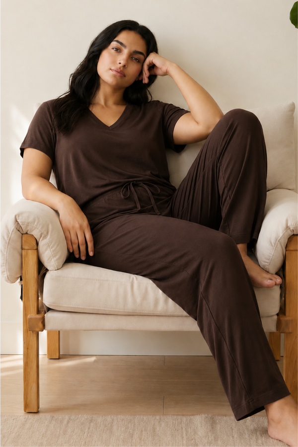 Bamboo V-Neck Lounge Set (Chicory Coffee)