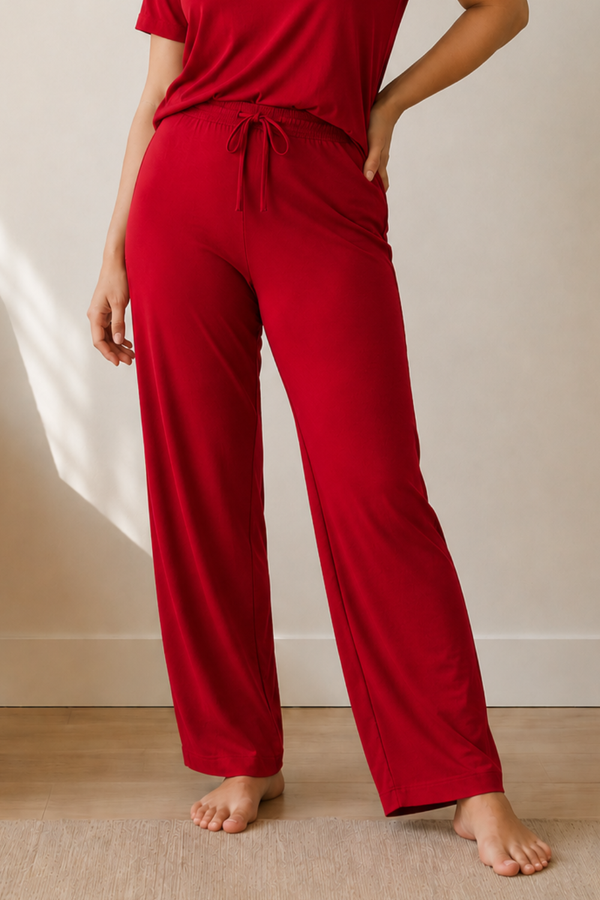 Bamboo V-Neck Lounge Set (Bold Red)