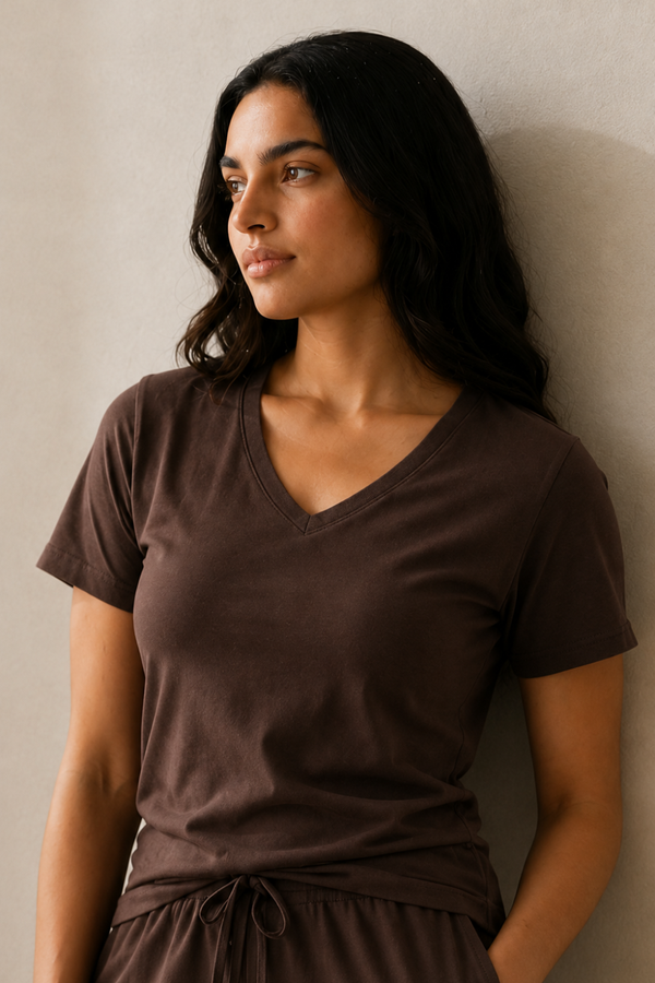 Bamboo V-Neck Lounge Set (Chicory Coffee)