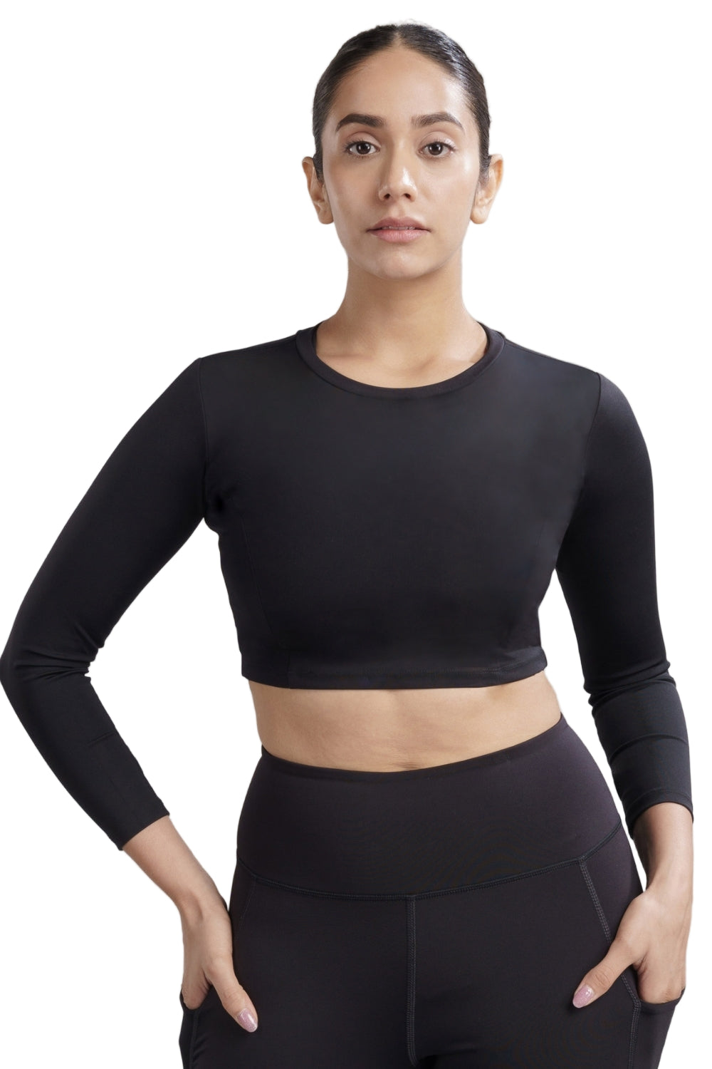 Cropped Active Tee (Carbon Black)