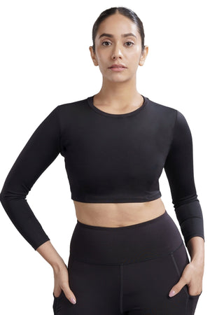 Cropped Active Tee (Carbon Black)