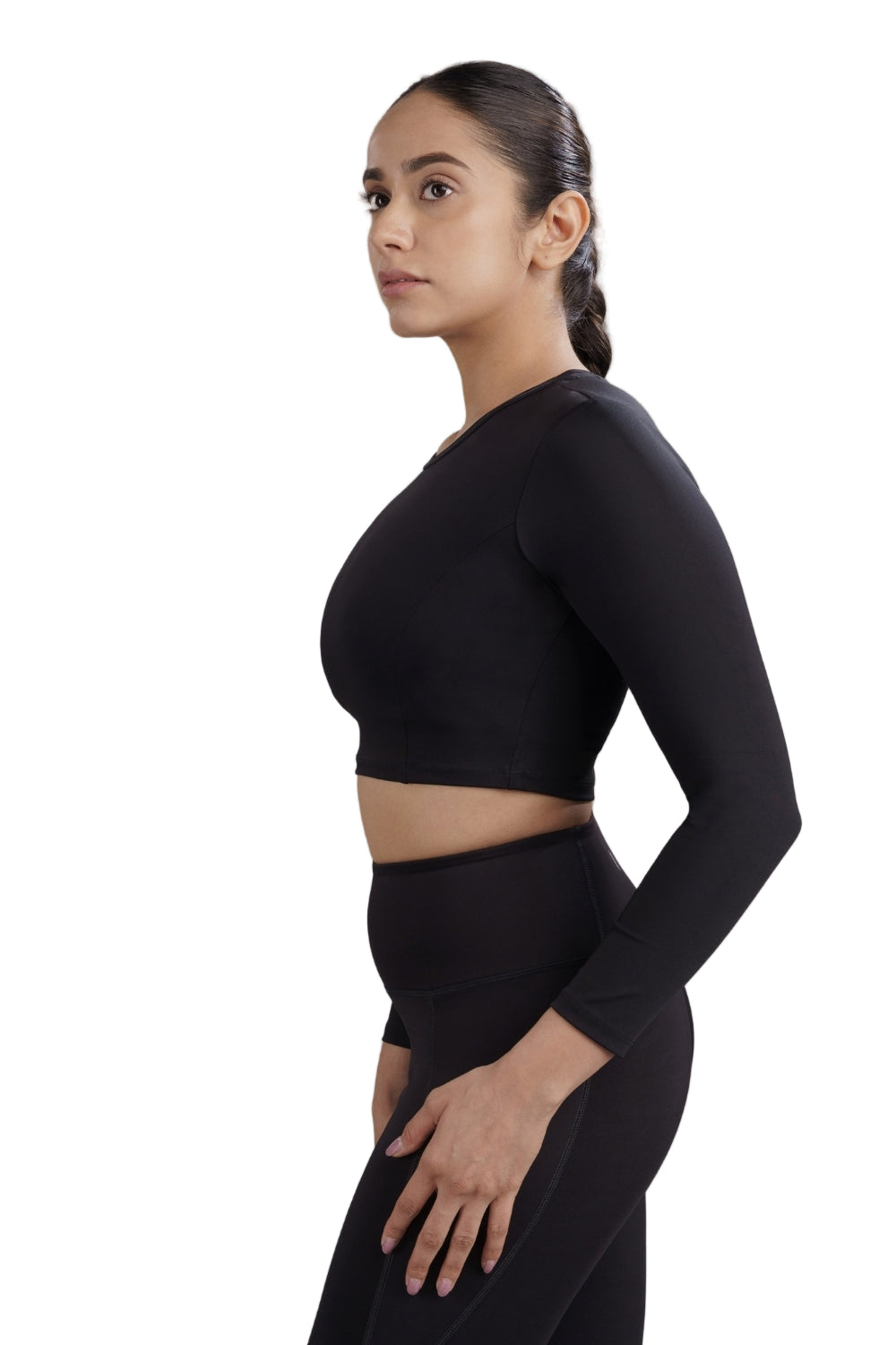 Cropped Active Tee (Carbon Black)
