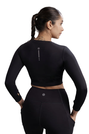 Cropped Active Tee (Carbon Black)