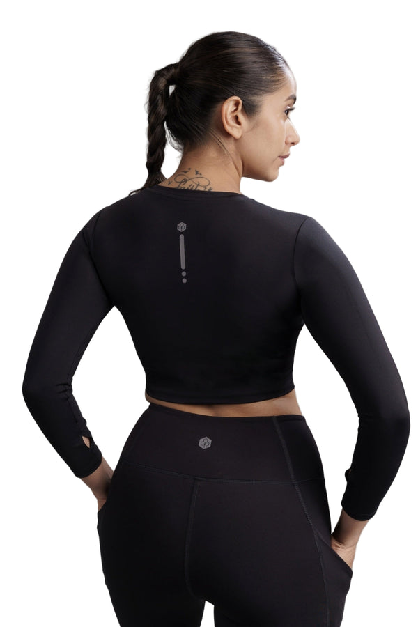 Cropped Active Tee (Carbon Black)