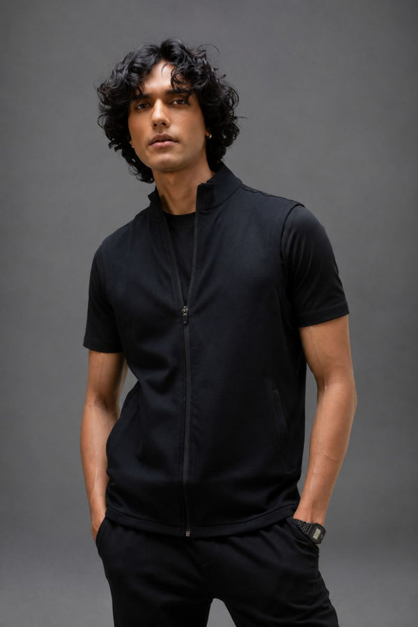 Organic Cotton Men's Sleeveless Jacket (Carbon Black)