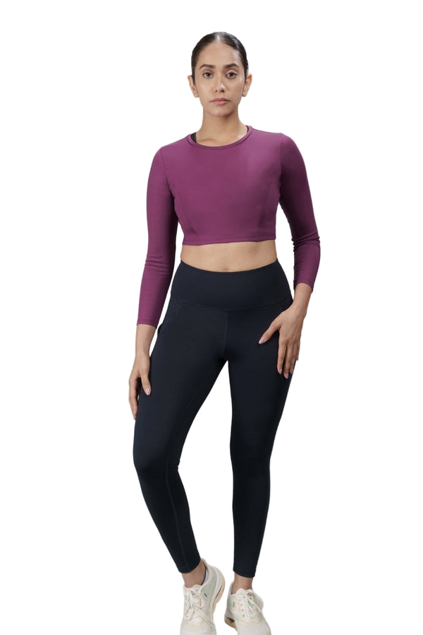Cropped Active Tee (Deep Purple)
