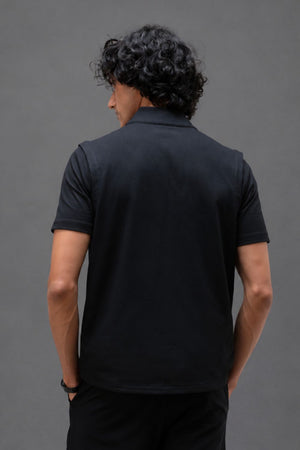Organic Cotton Men's Sleeveless Jacket (Carbon Black)