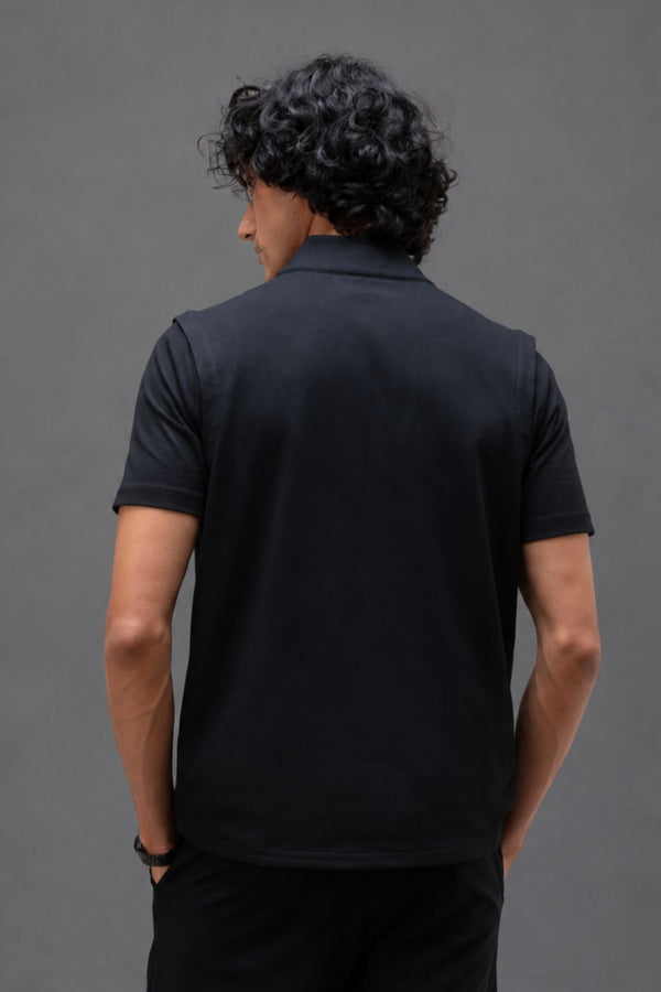 Organic Cotton Men's Sleeveless Jacket (Carbon Black)