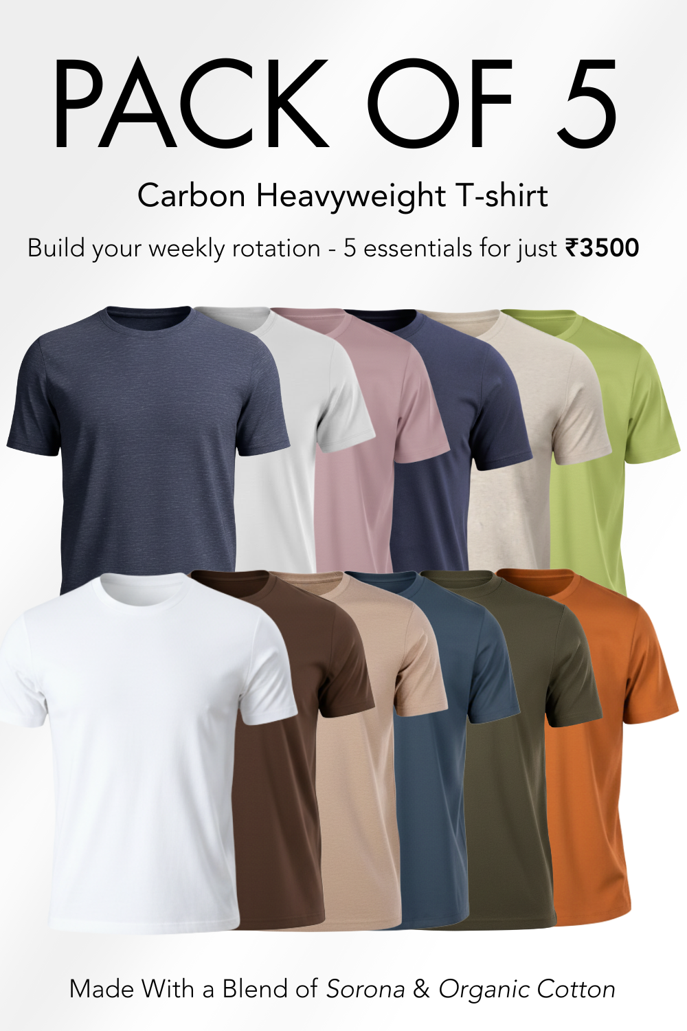 Pack of 5 heavyweight T shirt