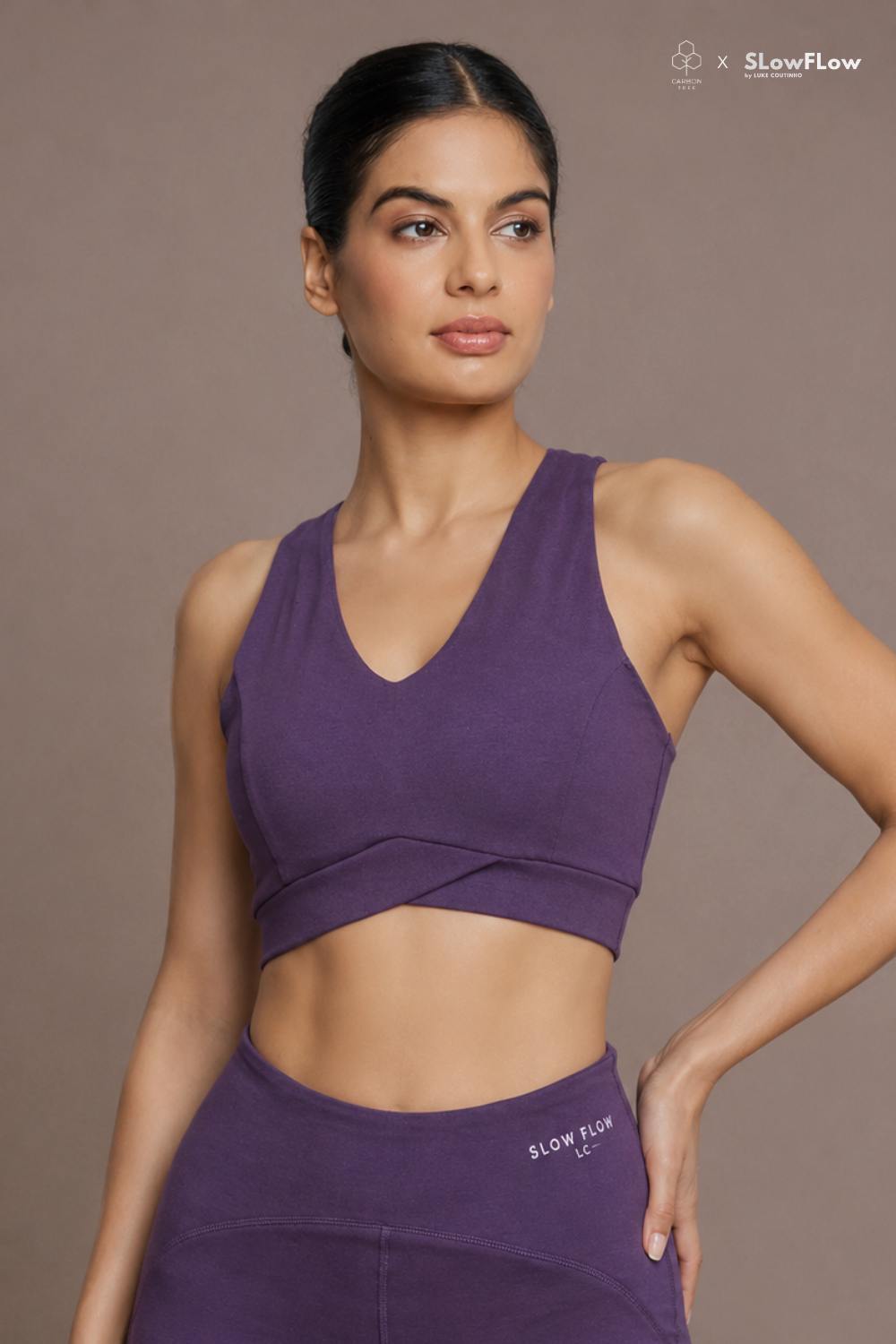 SlowFlow V-Neck Sports Bra (Plum)