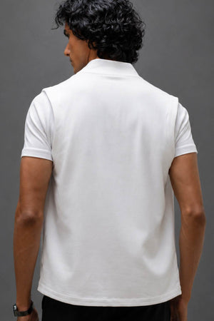 Organic Cotton Men's Sleeveless Jacket (Chalk)