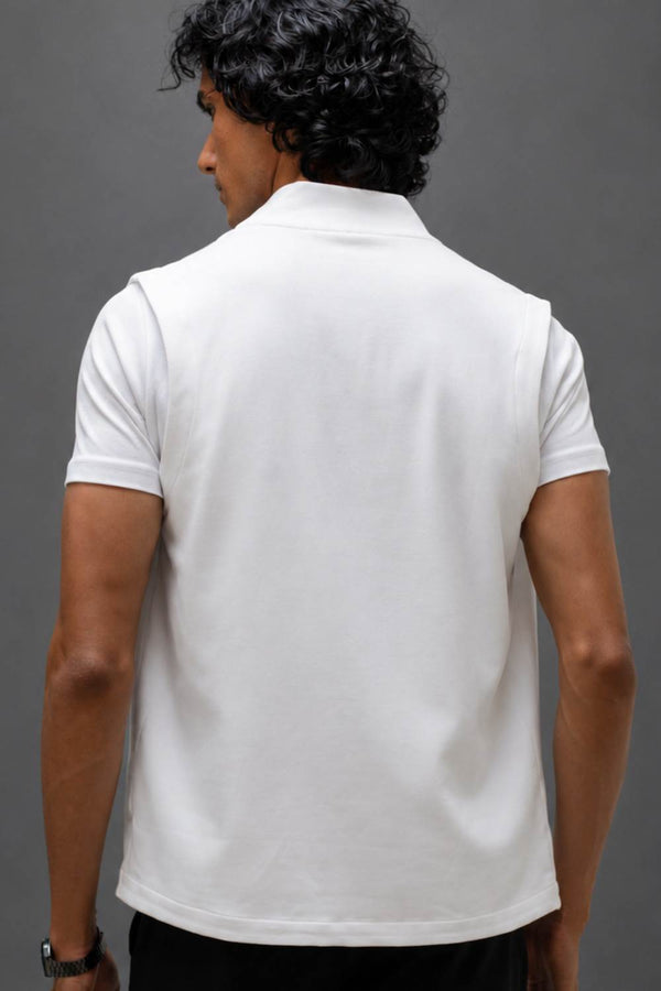 Organic Cotton Men's Sleeveless Jacket (Chalk)