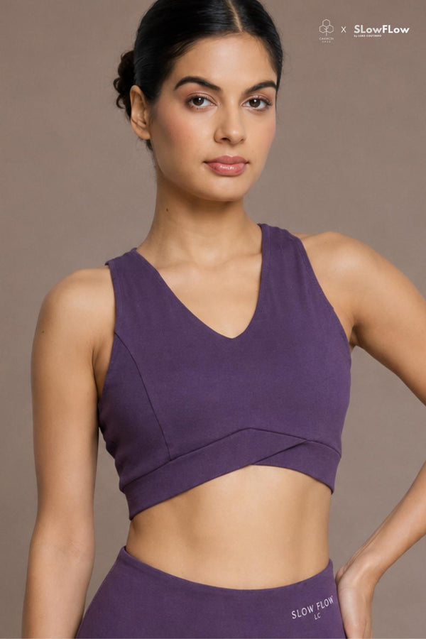 SlowFlow V-Neck Sports Bra (Plum)