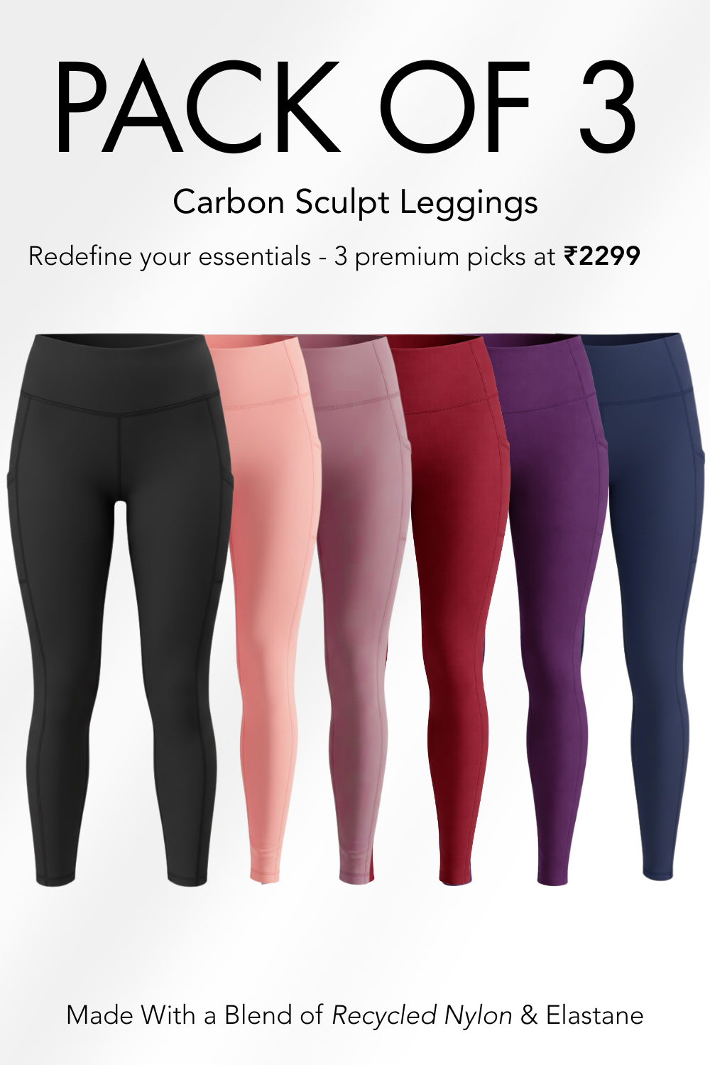Women Sculpt Leggings Pack of 3