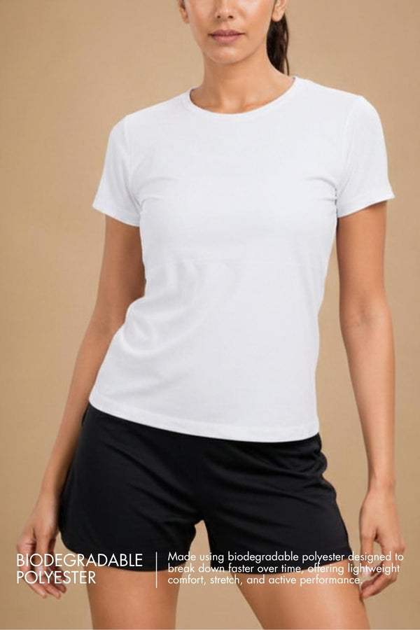 Bio Active Tee – EcoCiclo™ Biodegradable Polyester (Chalk)