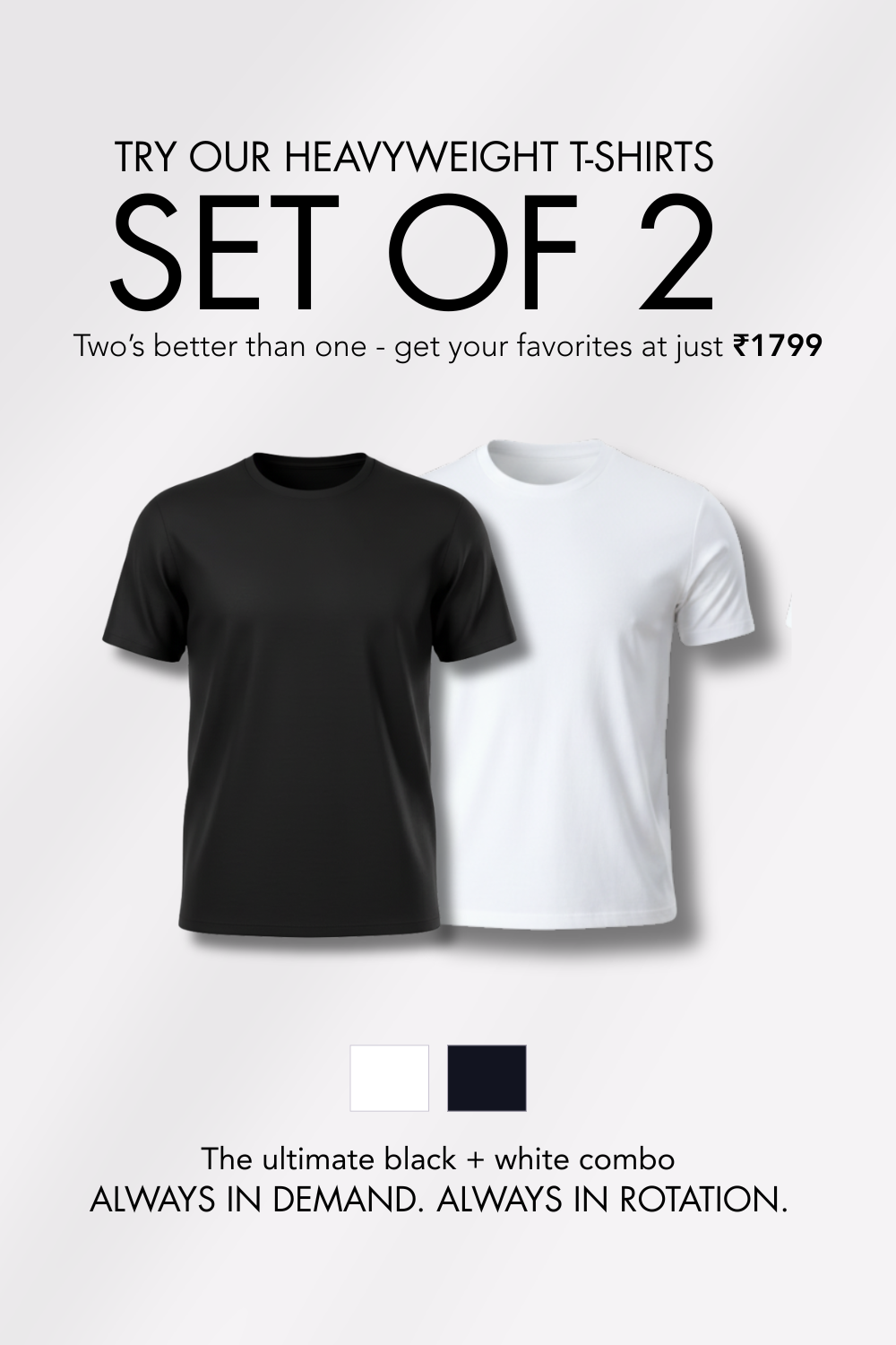 Carbon Heavyweight Black and White Pack of 2