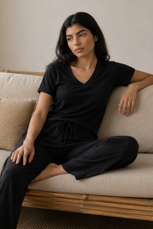 Bamboo V-Neck Lounge Set (Carbon Black)