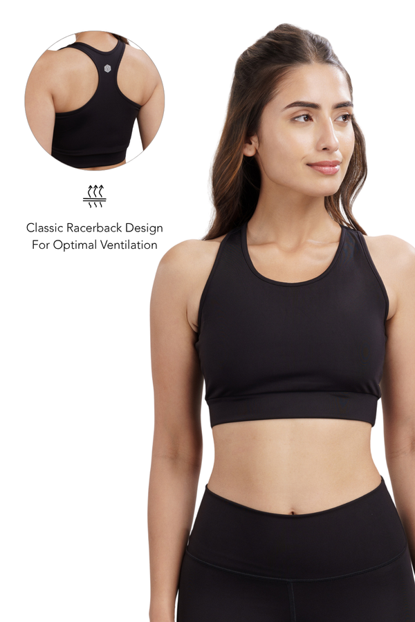 Racerback Active Bra (Carbon Black)