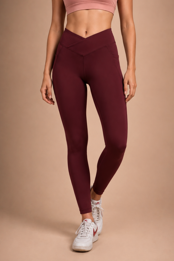Carbon Crossband Legging (Sangria)