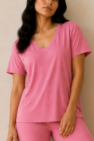 Bamboo V-Neck Lounge Set (Wild Rose)